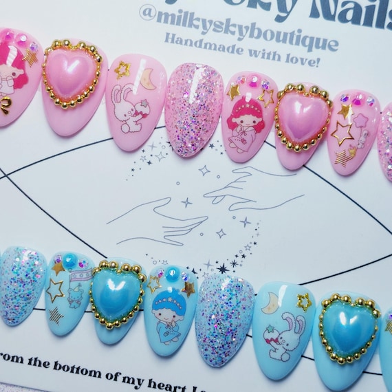 Little Twin Stars Kiki and Lala Sanrio Nail Set 24 Piece FULL SET