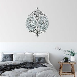 Adesivo da parete con motivo mandala a pavone, 68 cm, Tanishacrafts (confezione da 1)