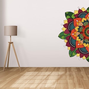 Tanishacrafts 110 cm Bellissimo adesivo da parete a forma di mandala colorato (confezione da 1)
