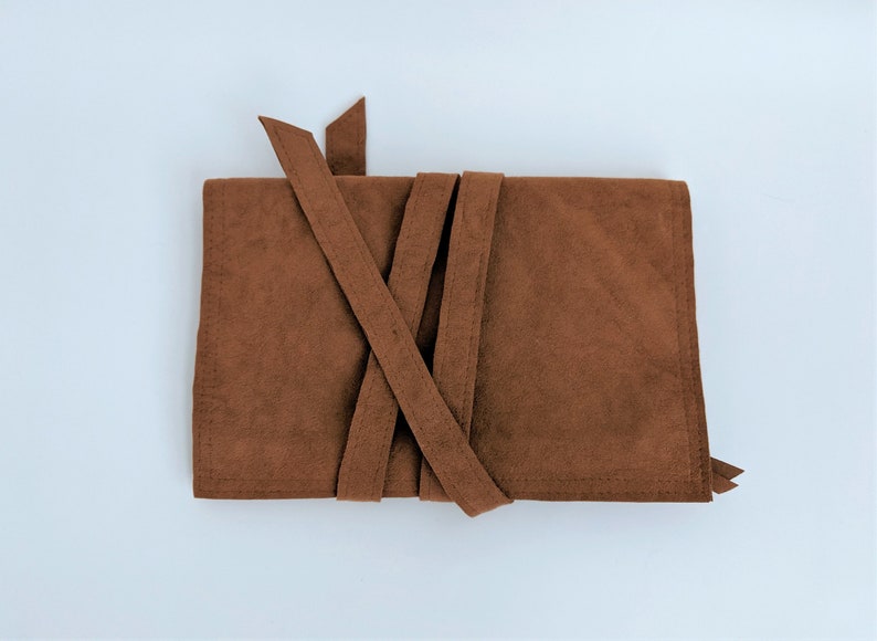 Jewelry Travel Case Skinner Ultra Suede Vintage Suede Jewelry Roll 1970s or 1980s Jewelry Storage Saddle Brown Suede