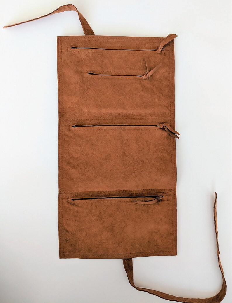 Jewelry Travel Case Skinner Ultra Suede Vintage Suede Jewelry Roll 1970s or 1980s Jewelry Storage Saddle Brown Suede