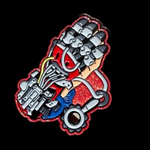 Prayer Enamel Pin (Red Glitter)