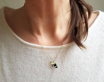 Minimalistische Kette, designed in Germany Gold Anhänger Haustier Frettchen Ferret Otter Biber Geschenk filigran Blogger DIY Trend 2022