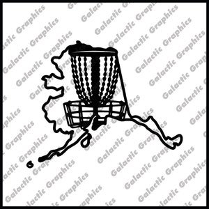 Disc golf Alaska state outline with basket .pdf .svg .png