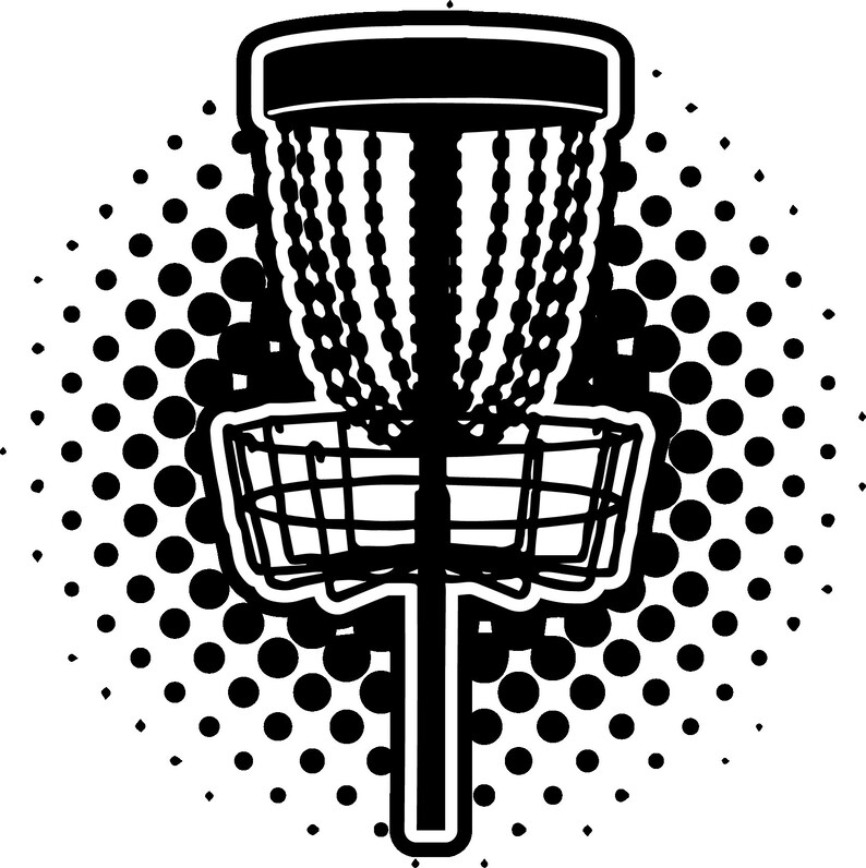 Disc Golf Basket Halftone Pattern Frisbee Burst Graphic .svg Etsy