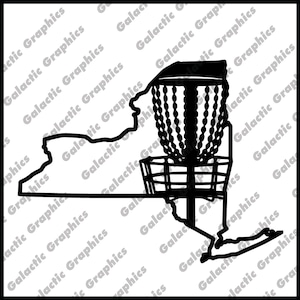 Disc golf New York state outline with basket .pdf .svg .png