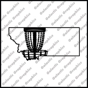 Disc golf Montana state outline with basket .pdf .svg .png