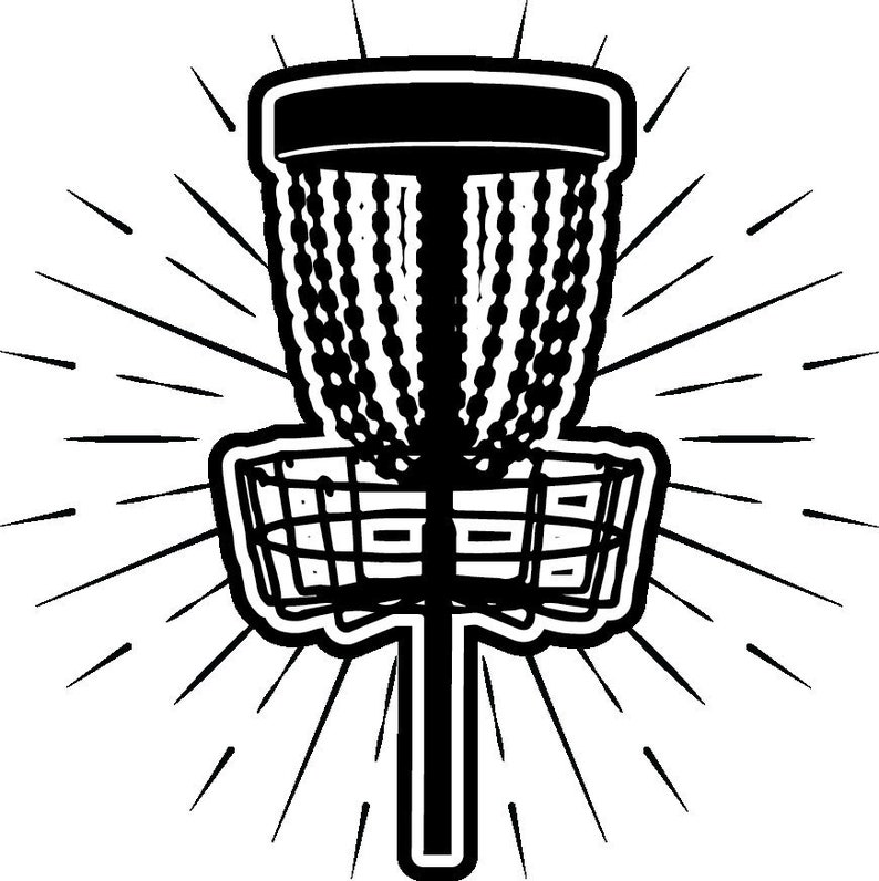 Disc golf basket with bursting lines .svg .pdf .png Etsy