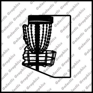 Disc golf Arizona state outline with basket .pdf .svg .png