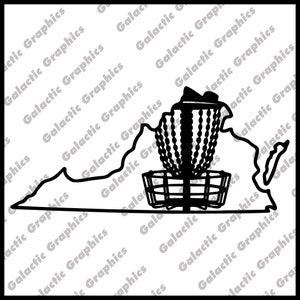 Disc golf Virginia state outline with basket .pdf .svg .png