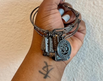 Black Charm Bracelet, Charm Bracelet, Black Bangle Bracelets With Charms, Black Charms, Bangle Set, Black Bangles For Women, Mixed Candy Arm