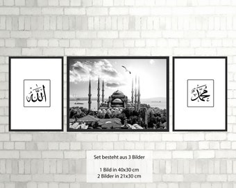 Allah Muhammed Sultan Ahmet Poster Set