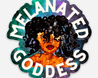 Melonated Goddess Sticker | Woman of Color Sticker | Cosmic Wonder Sticker | Regal Sticker