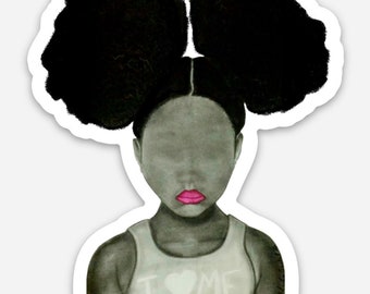 Black Girl Afro Puff Sticker | Self Love Sticker | Black Girl Sticker