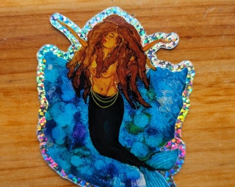 Mermaid Sticker | Momma Watta Sticker |Daughter of the Sea Sticker | Glitter Sticker