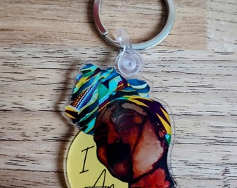 Hair Wrap Keychain | Woman of Color Keychain | I AM Pin