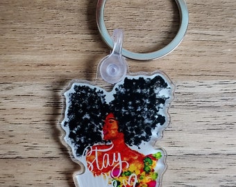 Big hair Keychain | Wild & Free Keychain |Woman of Color Keychain | FREE Pin