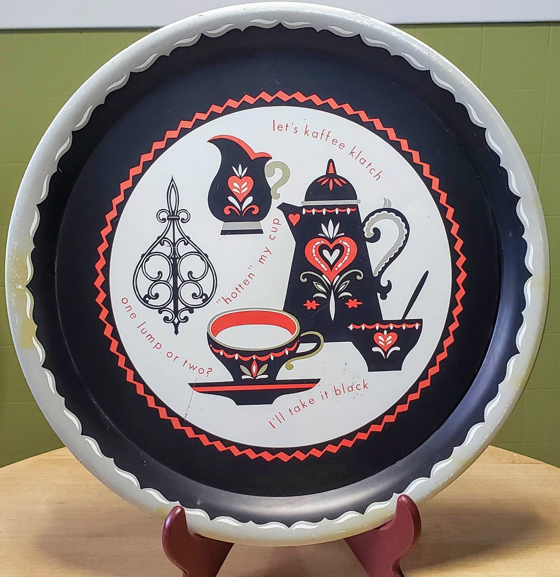 Lets Kaffee Klatch Runde 16 Black Metal Tray Etsy