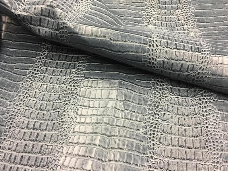 Big Crocodile Faux Fake Leather Vinyl Fabric By Yard Embossed Etsy
