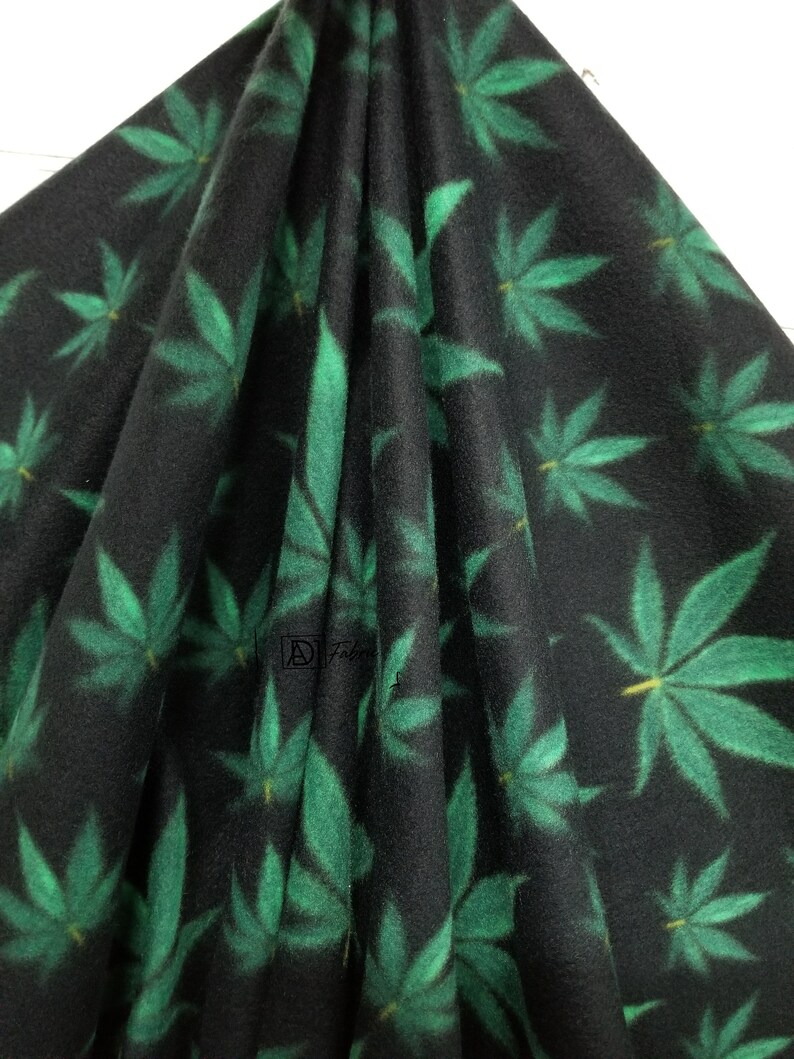 Fleece Fabric Marijuana Cannabis Weed Black green Marijuana | Etsy