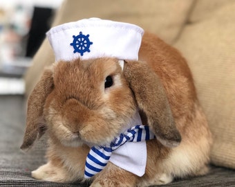 Blue sailor bandana collar for small pets