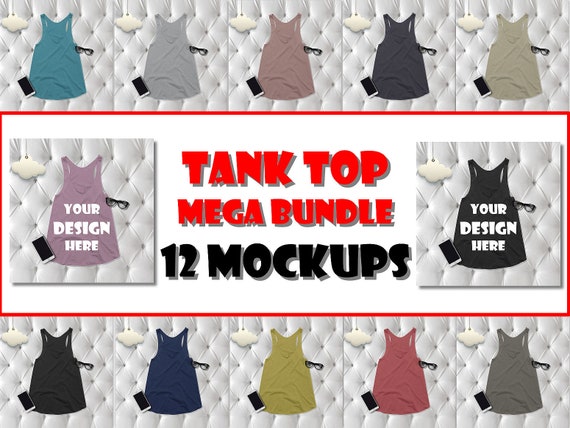 Raserback Tank Top Mockup Bundle Unique Style 12 Files Jpg Etsy