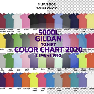 Color Chart GILDAN 5000L Heavy Cotton Ladies T-shirt JPG | Etsy