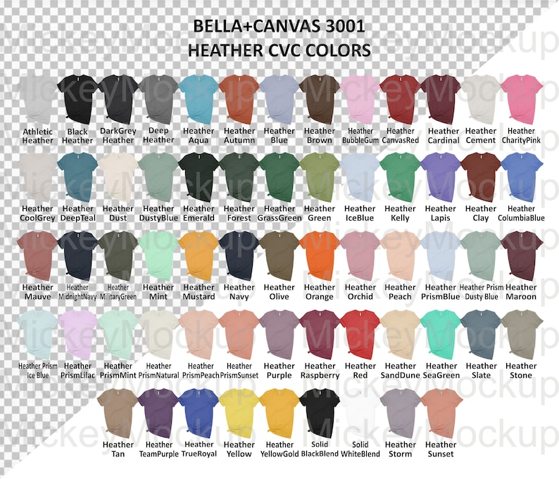 bella canvas 3001y size chart