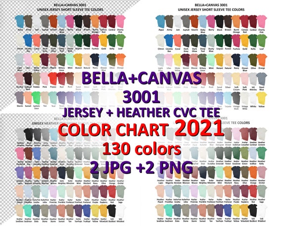 Download Color Chart Bella Canvas 3001 3001cvc Jersey And Heather Cvc Etsy