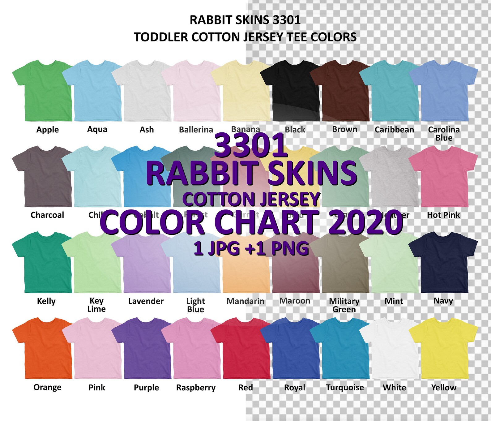 Color Chart Rabbit Skins 3301 Toddler Cotton Jersey Tee Etsy