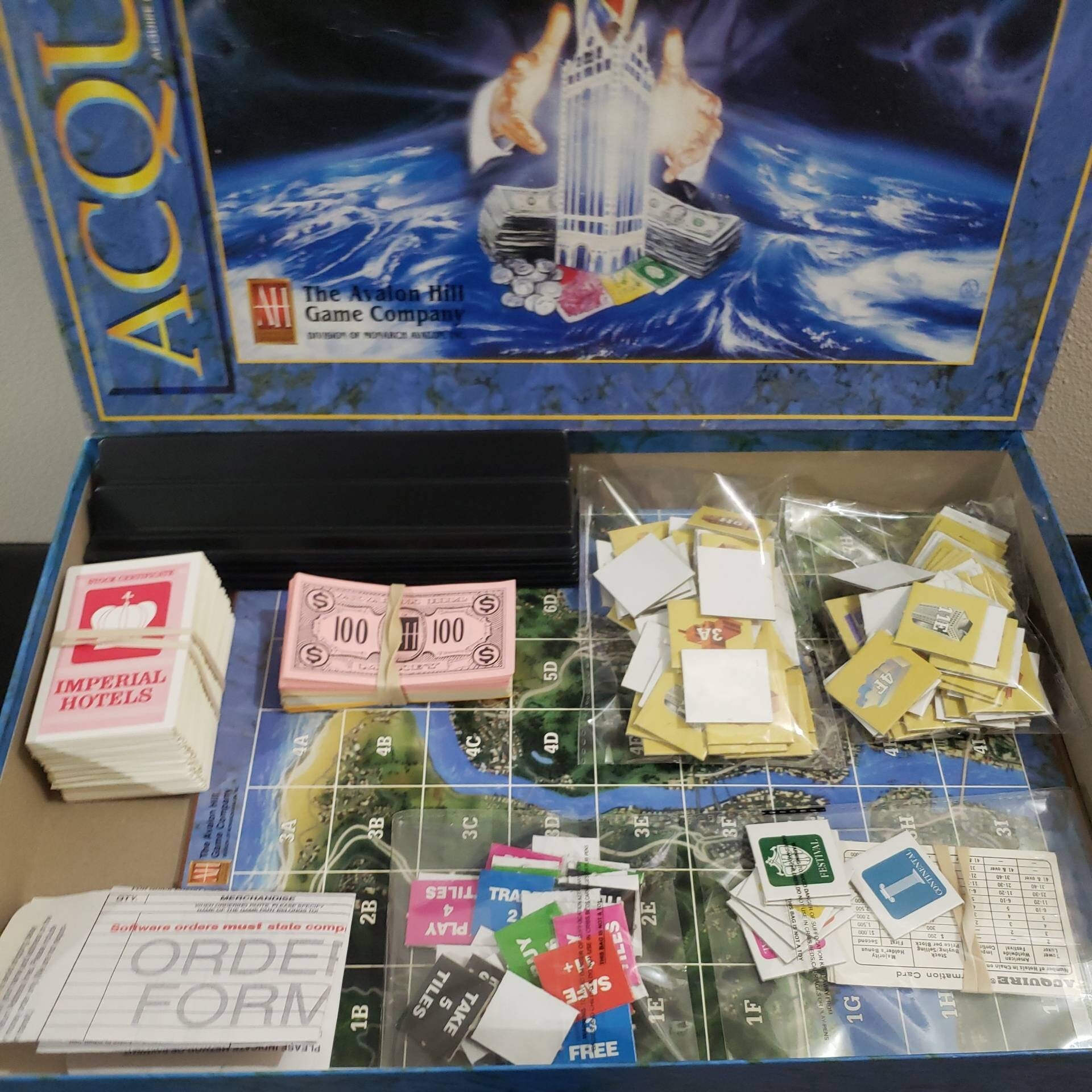 Vintage Acquire Board Game by Avalon Hill 1995 Corporate Etsy