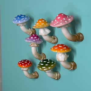 handmade Amanita magnet, figurines, clay mushroom, unique gift, fungus, sculpture, fridge magnet, colourful mushrooms, toadstool