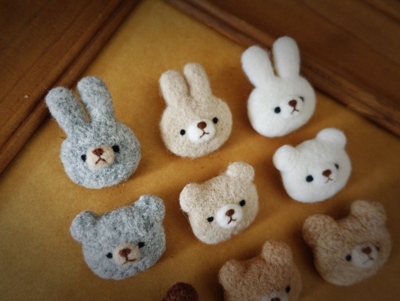 Needle Felted Bear Bunny Cookie Brooch, Bunny Pin, Handmade Pure New ...