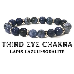 8mm third eye chakra mala bracelet, Sodalite and lapis lazuli beaded bracelet, stretch bracelet