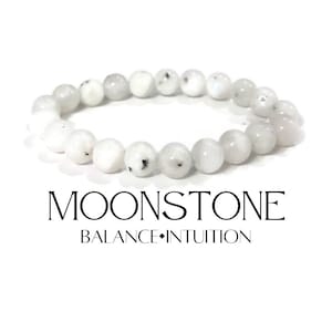 6-8mm moonstone beaded stretch bracelet, boho healing mala, gemstone stacking meditation bracelet, crystal protection mala for men and women