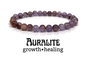6mm Auralite beaded bracelet, healing energy mala