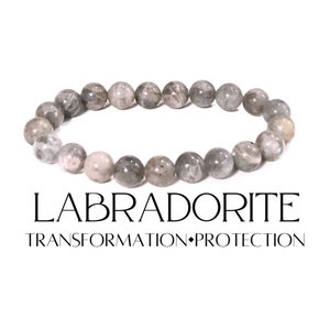 8mm labradorite beaded stretch bracelet, crystal healing yoga mala, stacking protection gemstone bracelet, natural boho chakra stone mala