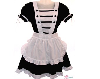 Maid Dress "Eva" 100% Cotton Cosplay Maid French Maid Japanese Maid Dress for Women