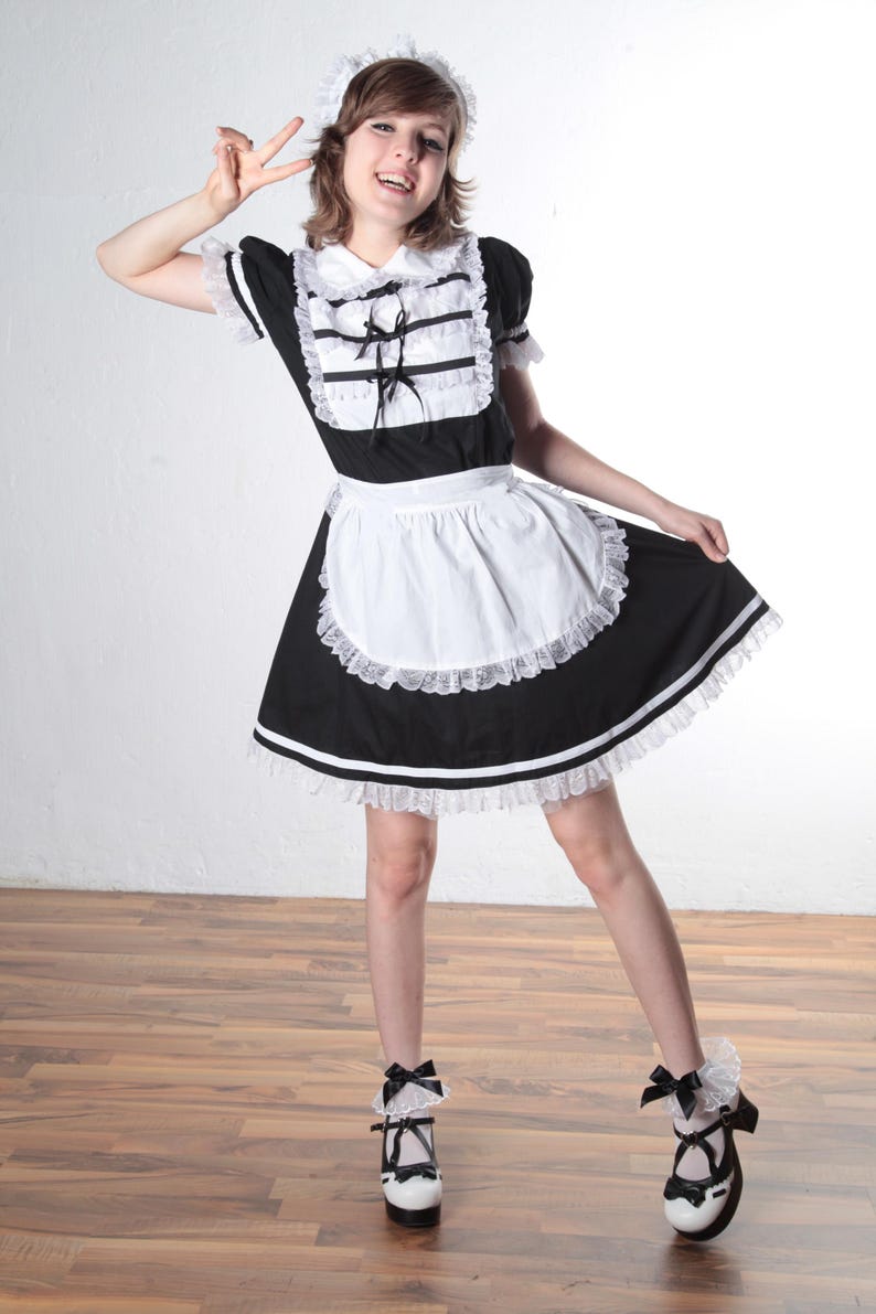 Vestido de empregada "Merry" para mulheres, algodão, cosplay, empregada francesa, vestido de empregada japonesa, 90% algodão imagem 2