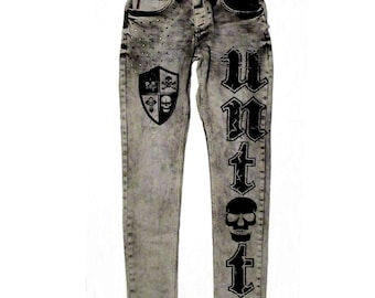 00s y2k cloud72 denim jeans skull stads MEOKIM Y2K Hip Hop Street 