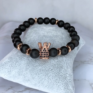 Black and rose gold queen bracelet