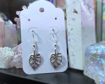 Monstera leaf plant earrings