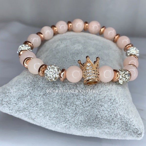 Rose gold and pink crown bracelet