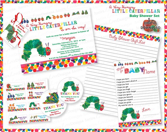 hungry caterpillar baby shower invitations