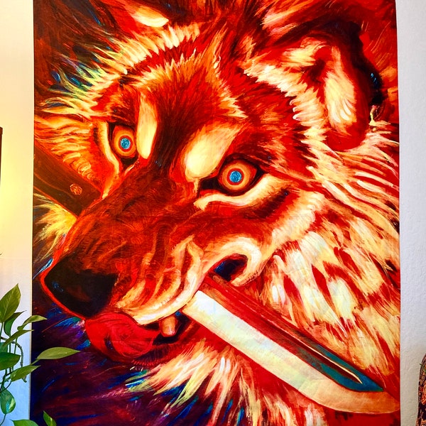 Knife Wolf Tapestry