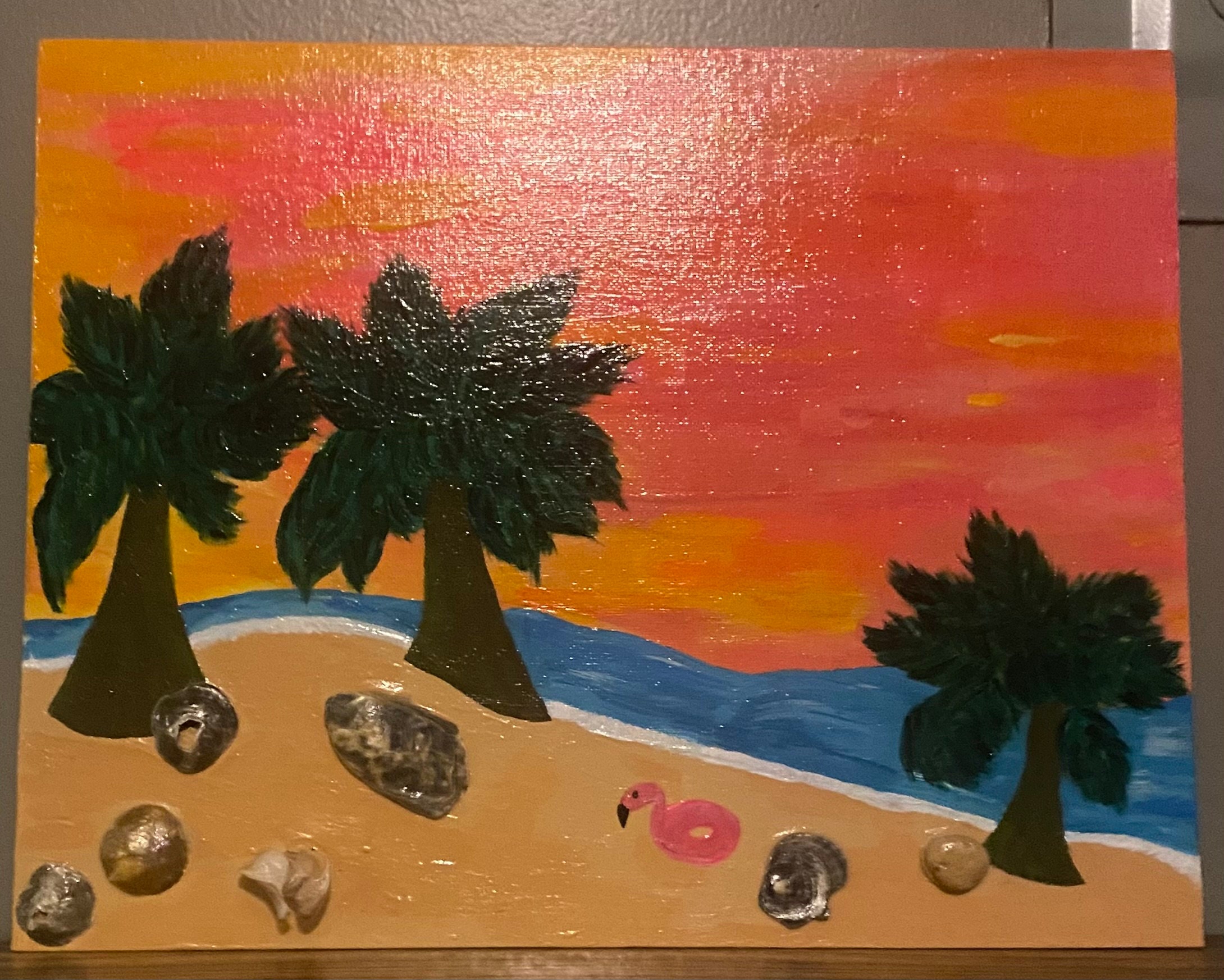 Palm Tree Sunset Painting Etsy