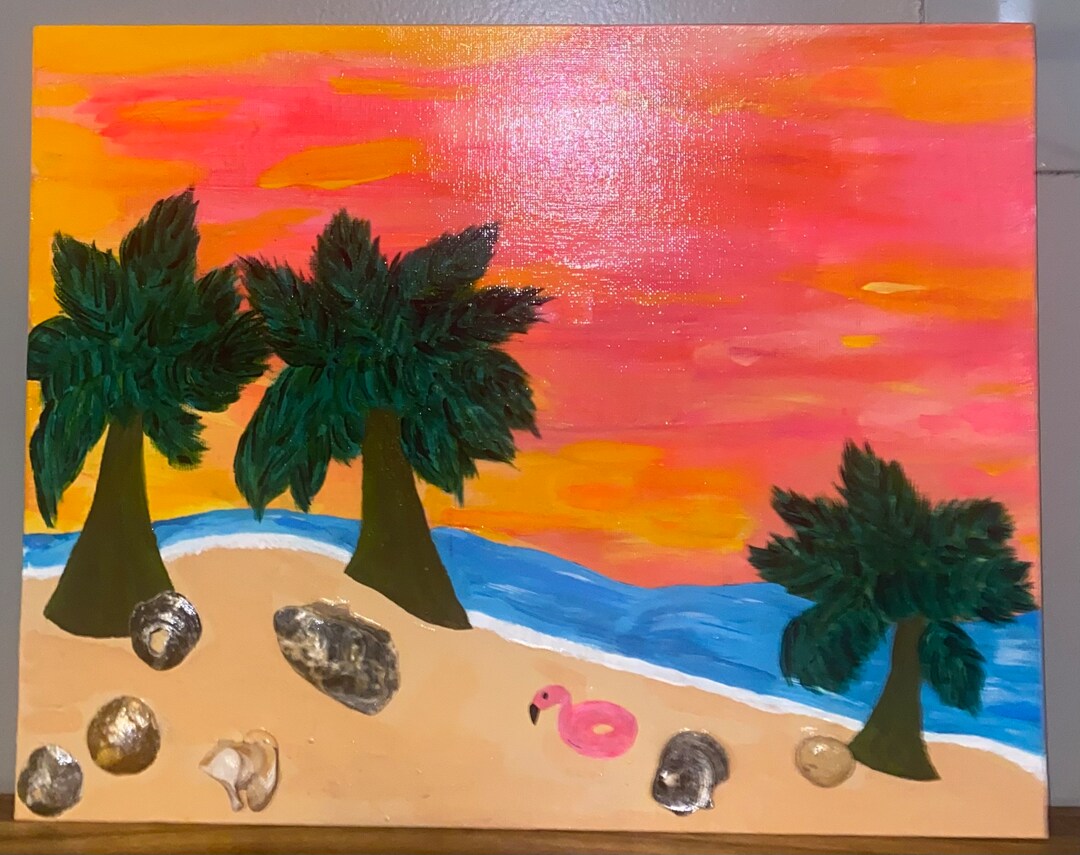 Palm Tree Sunset Painting - Etsy