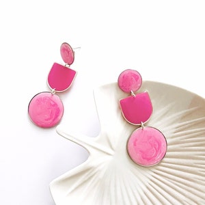 Large Pink and Silver Earrings: Hypoallergenic Jewellery Made In The UK