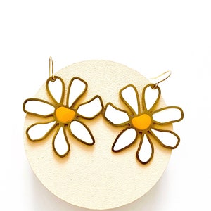 Statement Daisy Earrings: Resin Flower Dangle Earrings, Nickel Free Hooks