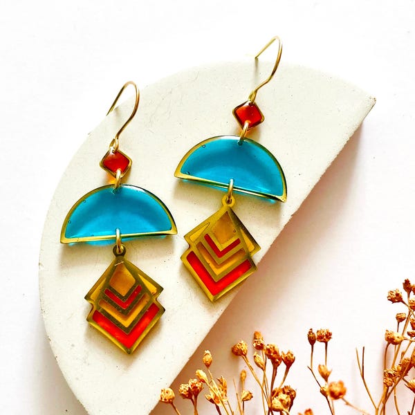 Pretty Hook Dangle Earrings: Art Deco Inspired Jewellery